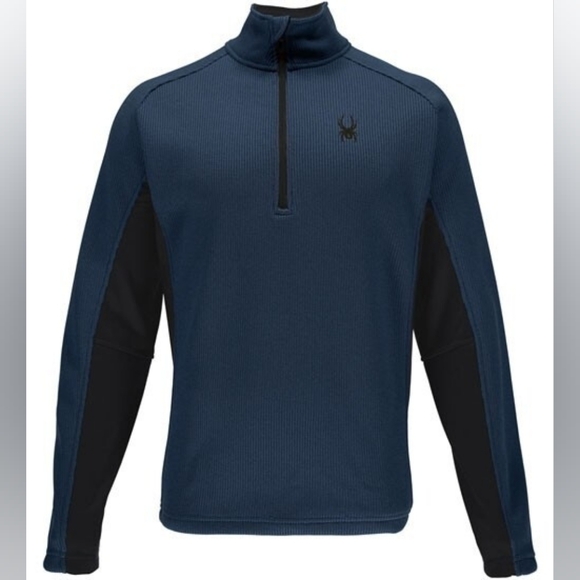 Spyder Other - Spyder Men's Outbound Half Zip Stryke Fleece Sweater In Union Blue And Polar